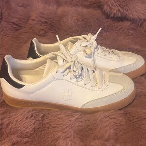 Tommy Hilfiger White and Black Leather Sneakers